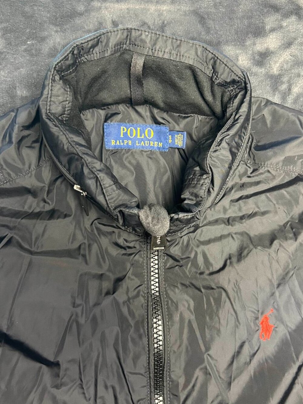 Polo Ralph Lauren Mens Small Jacket Black Zip Front Packable Hood Nylon